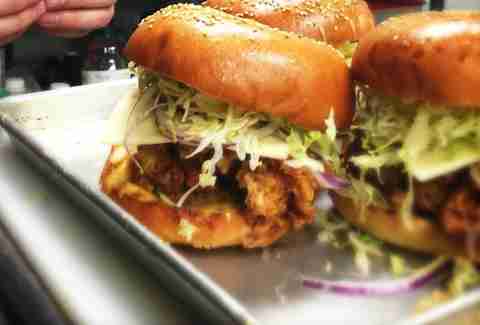 Super Cluckin’ Sunday Fried Chicken Sandwich, cuttys