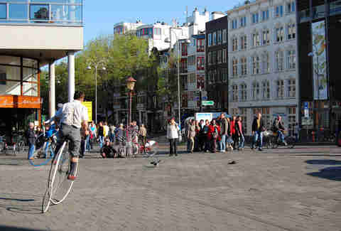 some guy on a penny farthing