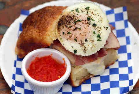Biscuit sandwich at bang bang pie shop in logan square