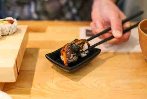 nigiri with chopsticks