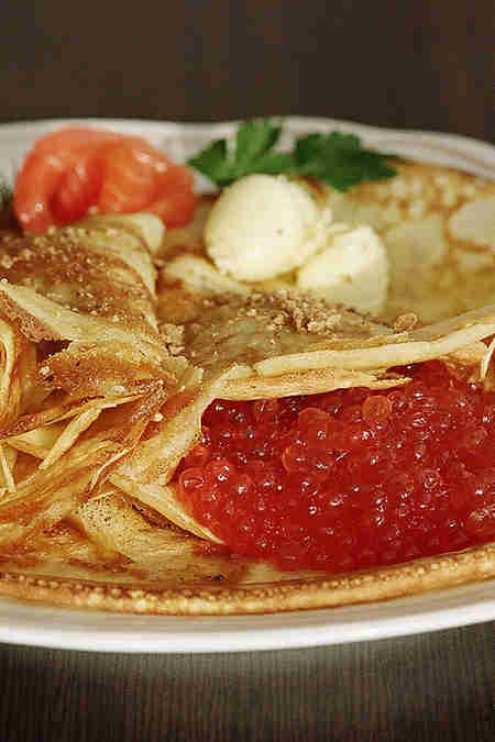 blini with red caviar
