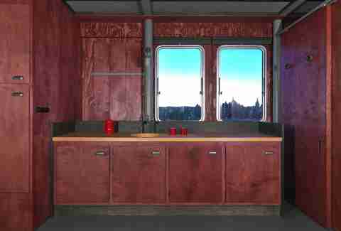 Boat hotel interior kitchen
