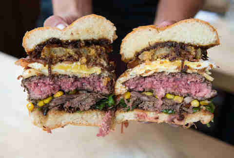 Thrillist's custom burger at 8oz. Burger Bar