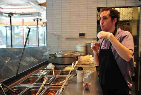 working the line at Chipotle