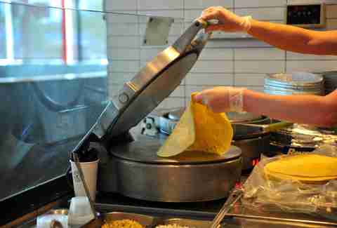 working the line at Chipotle