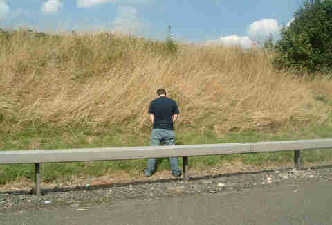 peeing on the side of the road