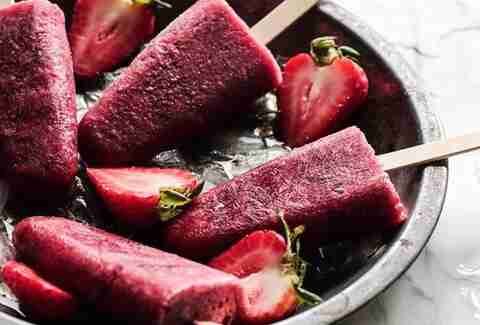Strawberry and red wine popsicles