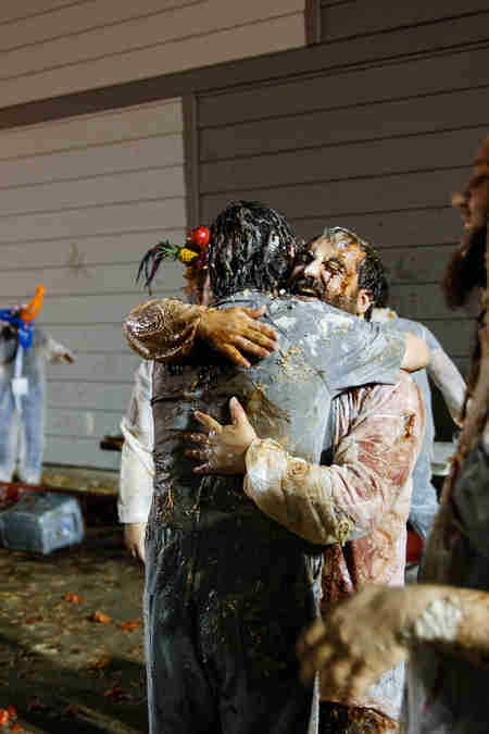 food fight hug