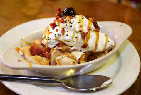 Caramel bacon sundae