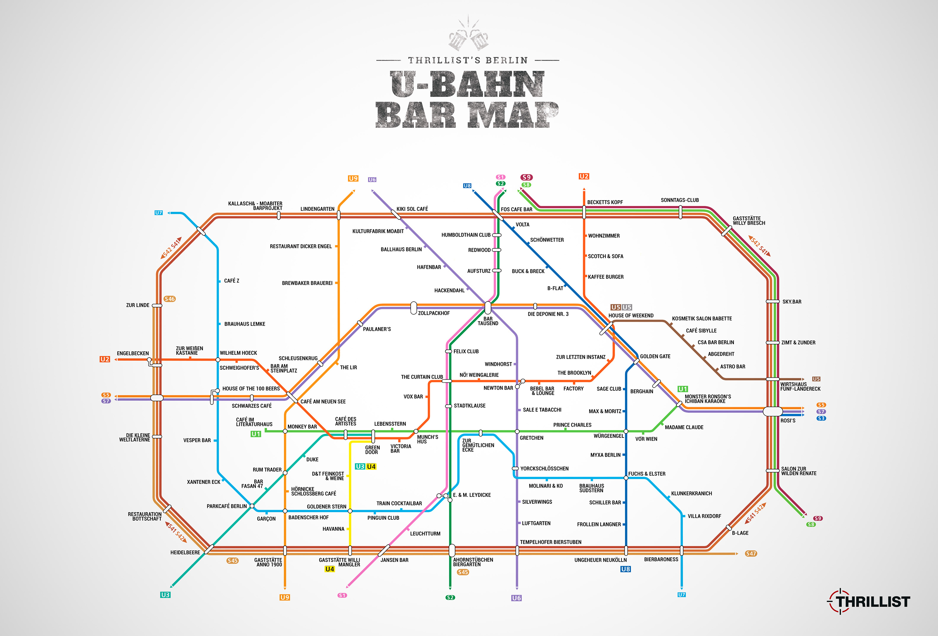 Berlin U Bahn Map Map With Bars Near Every Stop Thrillist