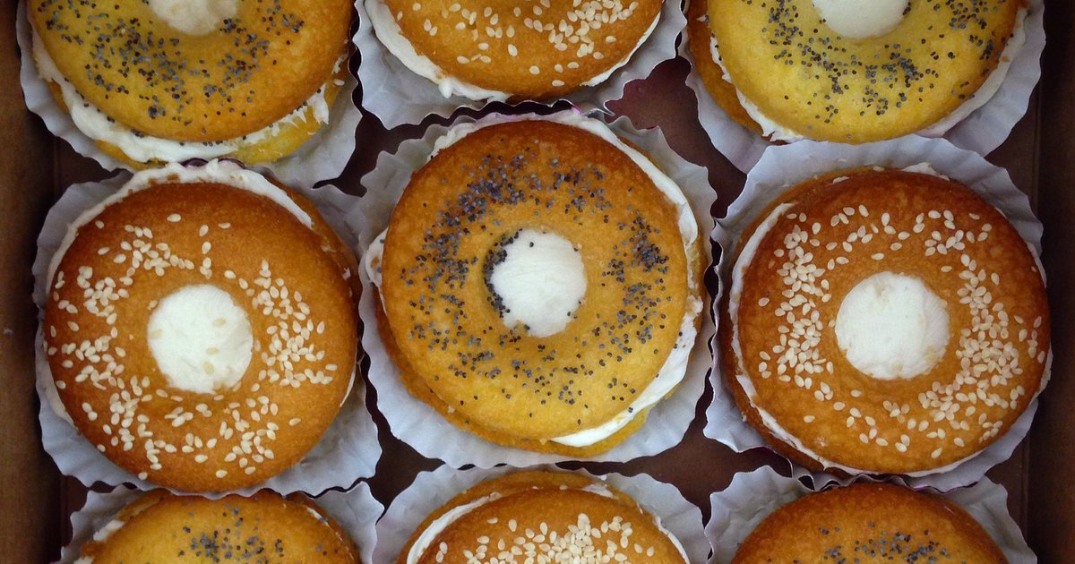 Bagel custom cupcakes by Reality Bites Cupcakes novelty cupcakes