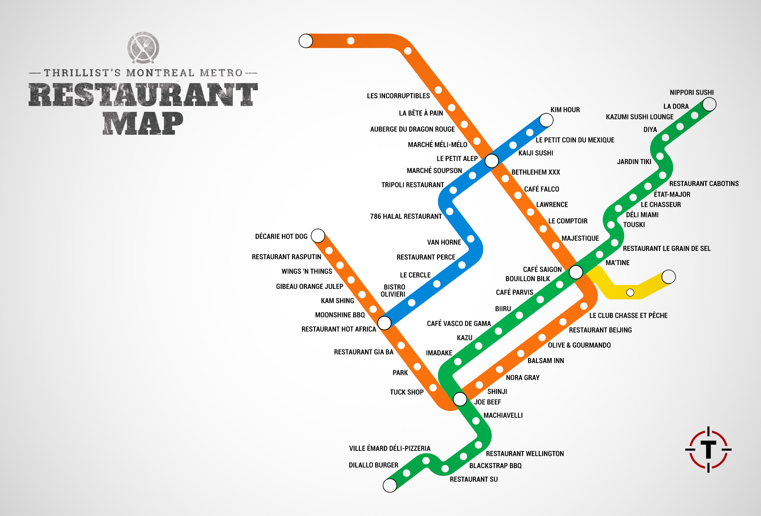 Montreal Metro Restaurant Map Montreal Restaurants Near Stations Thrillist