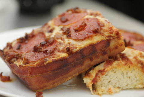 Little Caesars bacon-wrapped deep dish pizza