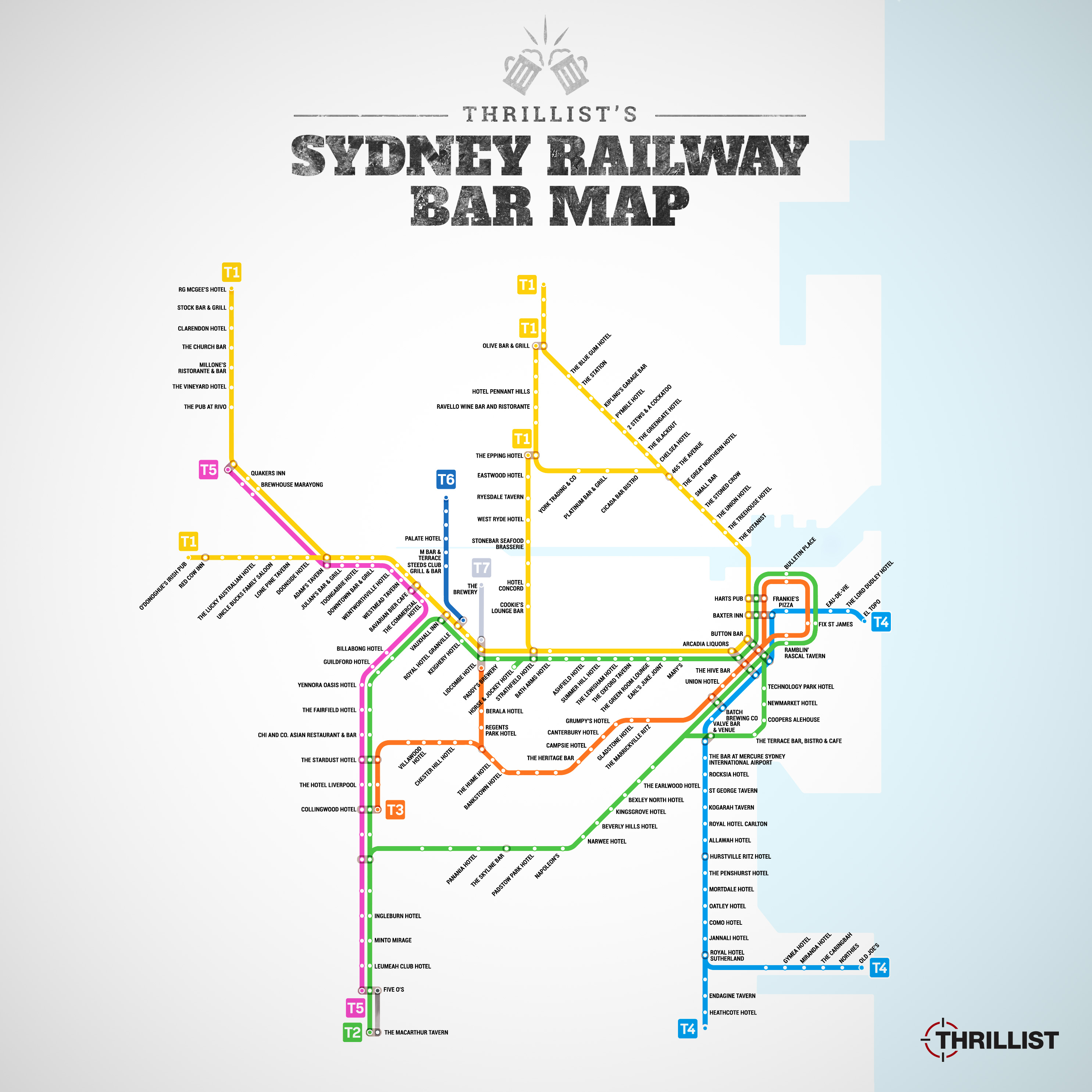 Nsw Train Lines Map Sydney's Trains Bar Map - Thrillist