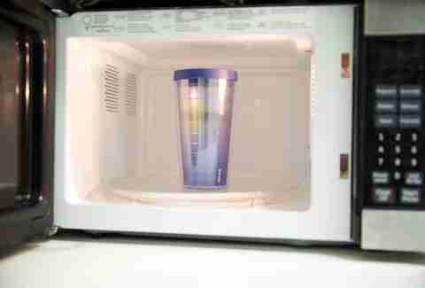 travel mug in microwave