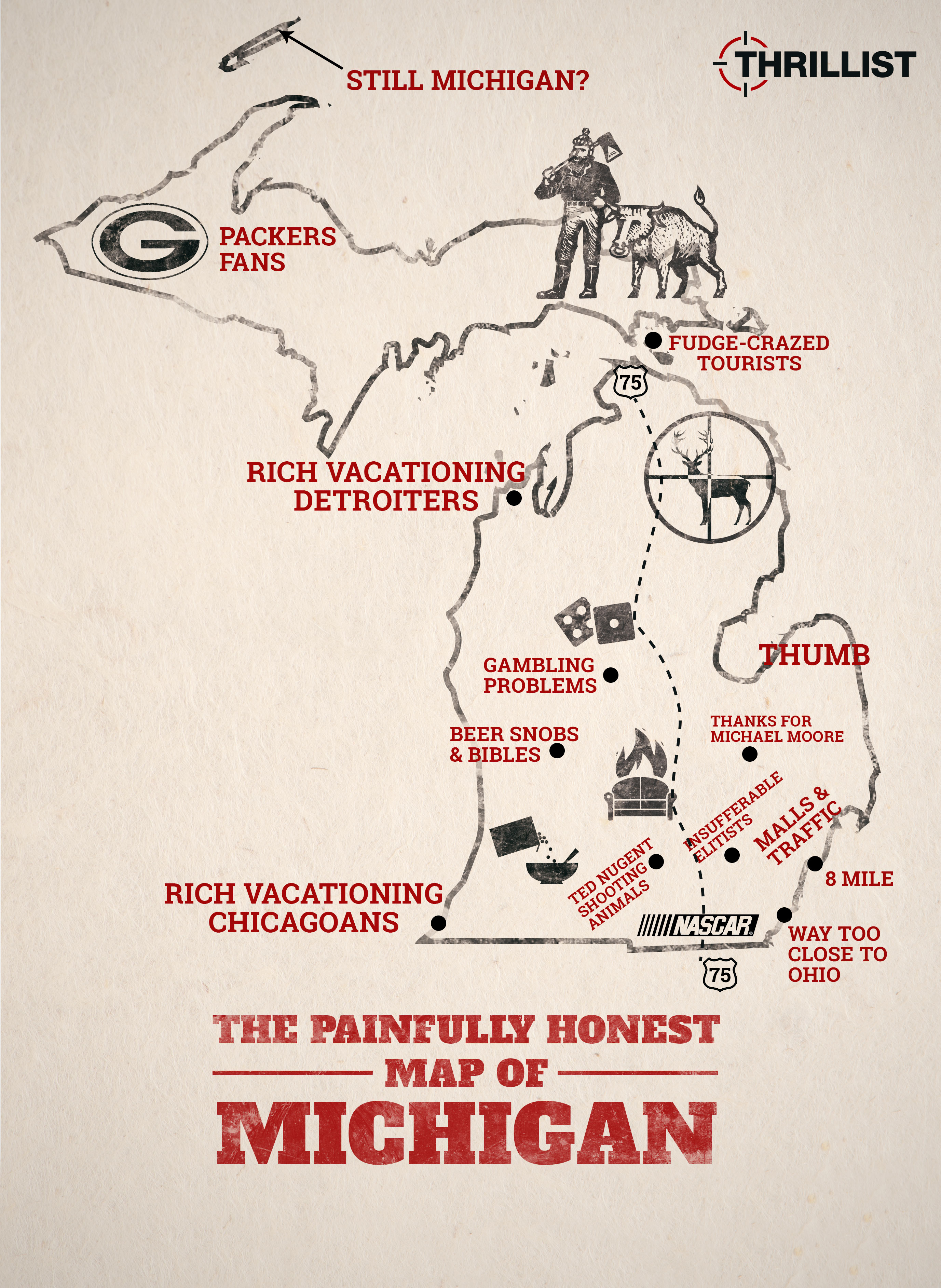 Judgemental Map Of Detroit The Painfully Honest Map Of Michigan - Thrillist