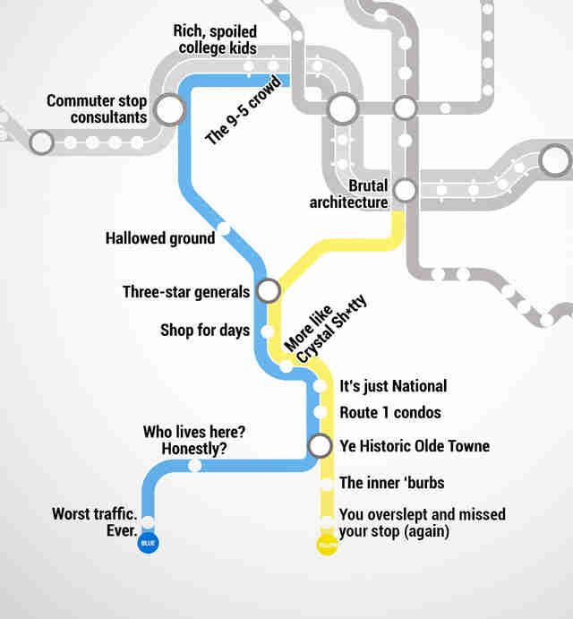 Judgmental Washington DC Metro Map - Thrillist
