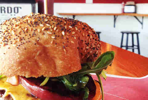 Sandwich on a bun with melty cheese
