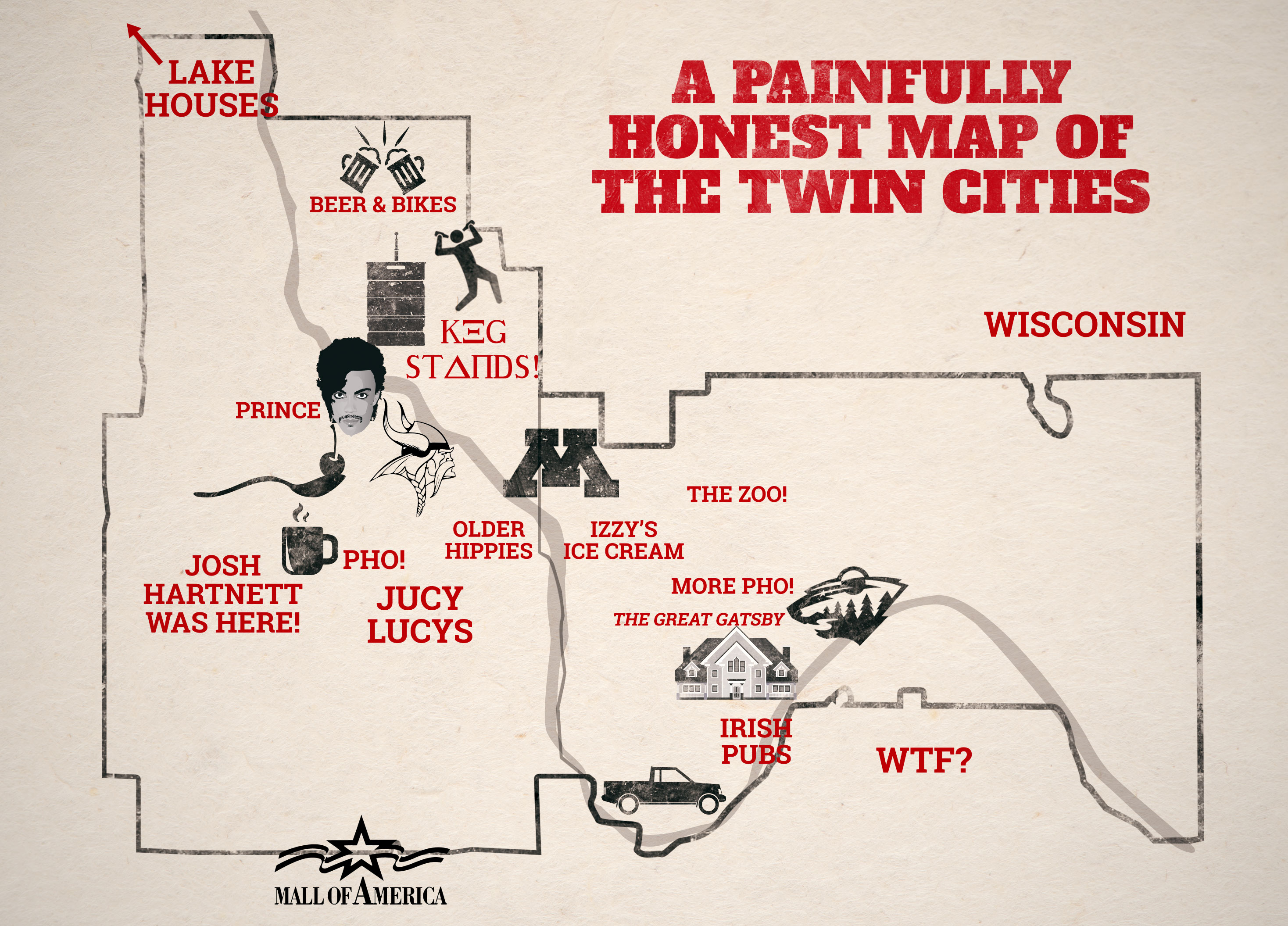 Map Of The Twin Cities An Honest Map Of The Twin Cities - Msp's Best Map Ever - Thrillist