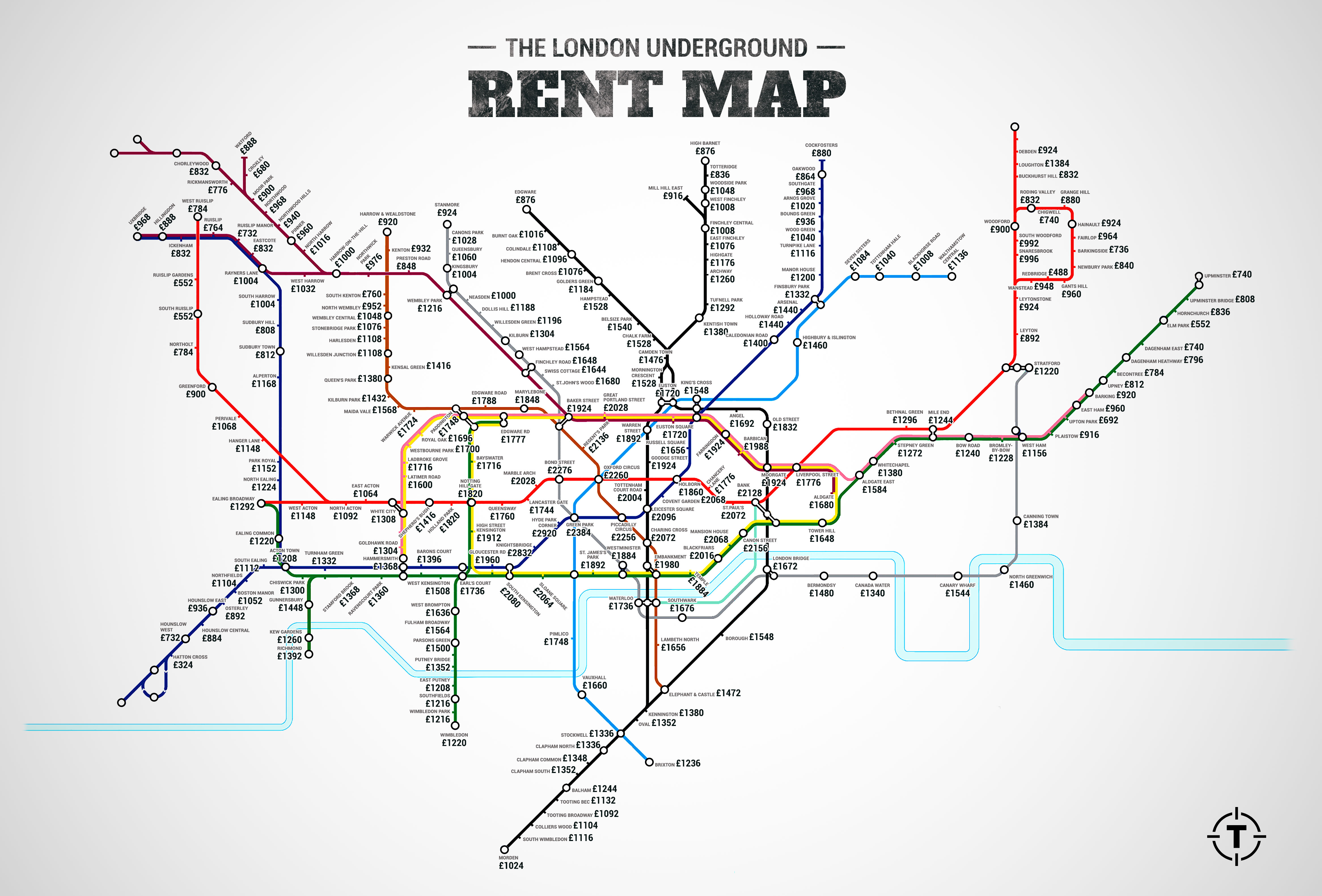 This Tube Map Shows The Cost Of Renting A One Bedroom Flat