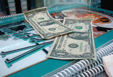 Money on a menu