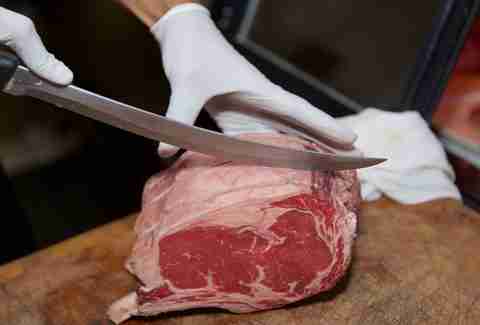 Side of meat being carved