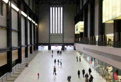 Visitors in Turbine Hall in the Tate Modern art gallery in London, United Kingdom