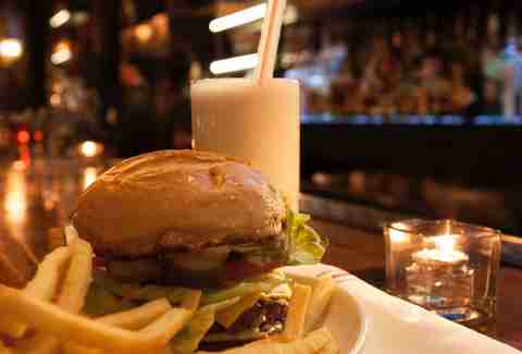 boston chops late night menu hamburger fries and milkshake