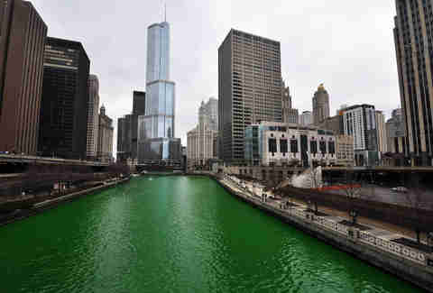 green river chicago skyline st. patrick's day