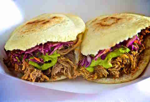 Braised pork arepa rellena from La Cocinita in Chicago