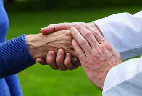 Hand of elderly person