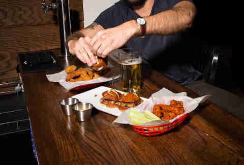 man eating large portions
