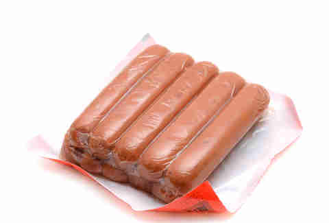 close up of hot dog package