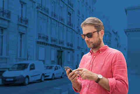 man in pink shirt