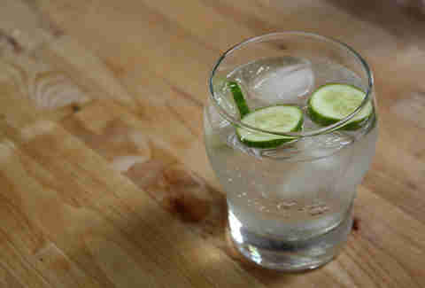 gin and tonic cocktail on table