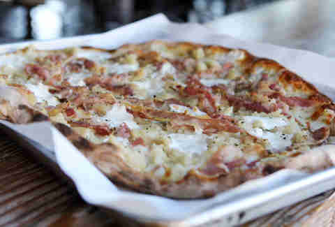 Mashed potato bacon pizza from BASIC