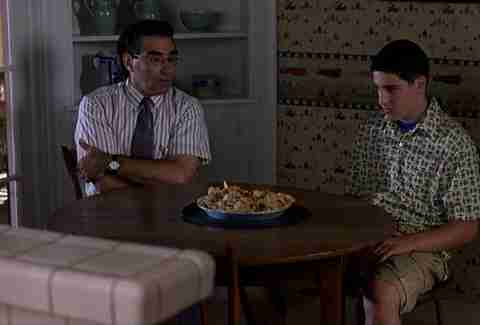 Scene from American Pie with Eugene Levy and Jason Biggs