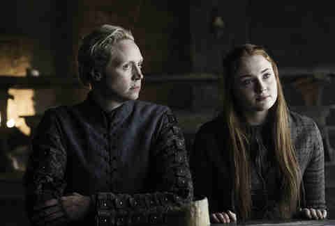 Gwendolyn Christie as Brienne of Tarth and Sophie Turner as Sansa Stark at the Wall