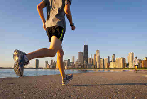 runner by lake in chicago