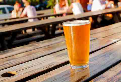 Beer on picnic table