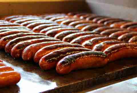 Half-smokes on the grill