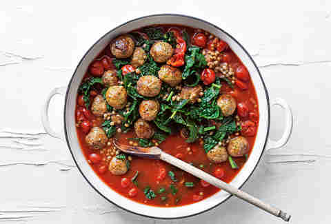 Harissa Meatballs with Lentils