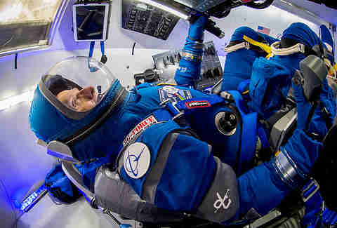 Boeing Starliner blue spacesuit