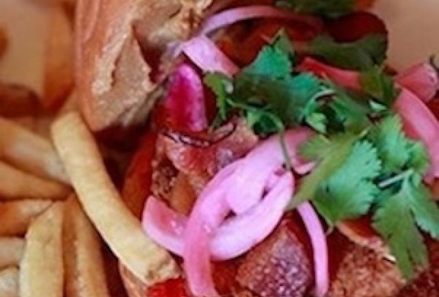 Peanut-butter, bacon & fried chicken on Hawthorne