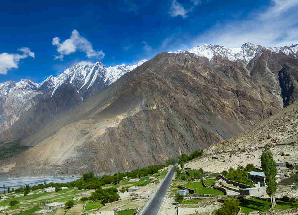 mountain valley in the karakoram highway