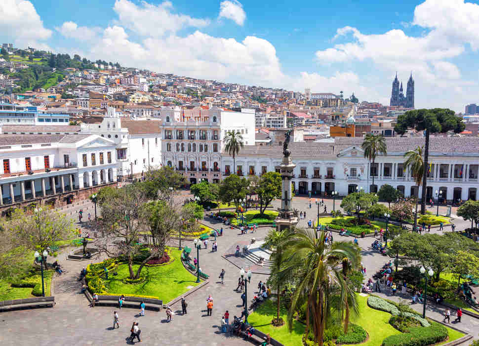 Plaza Grande in the colonial center of Quito, Ecuador