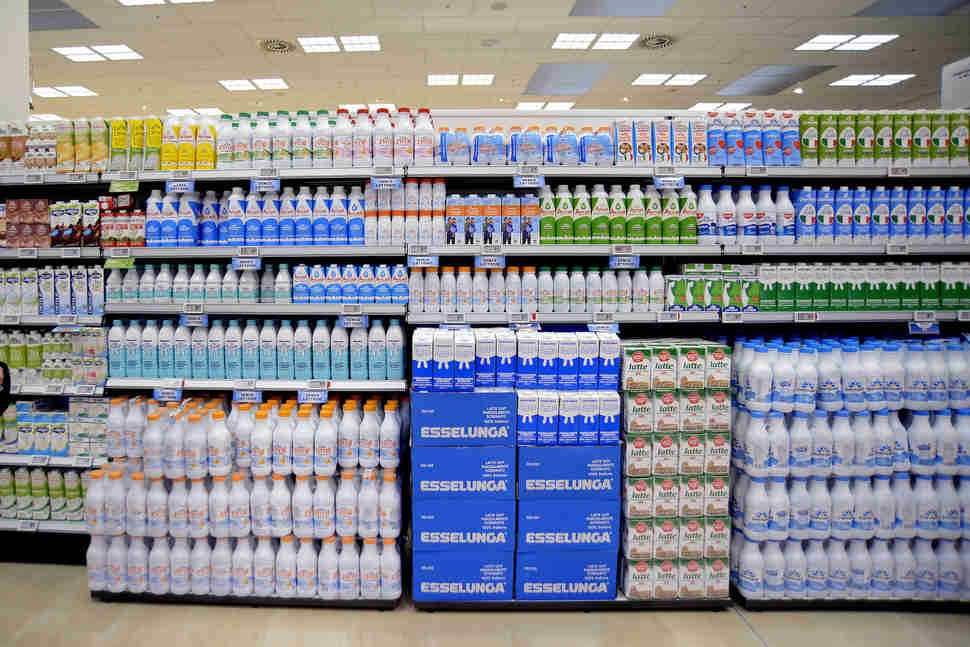 dry goods dairy section in rome, italy