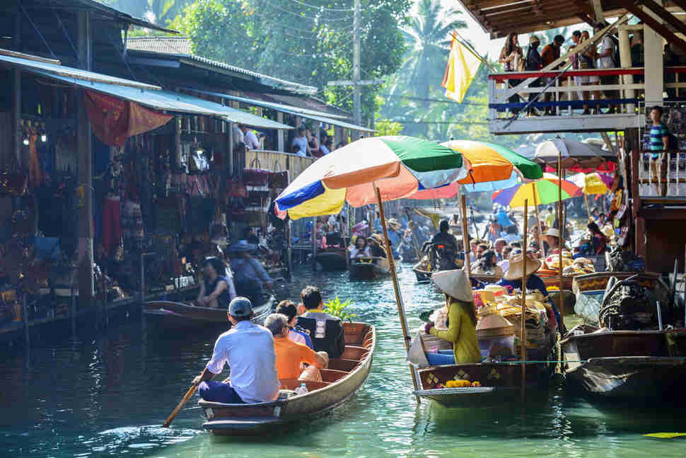 The Damnoen Saduak Floating Market in Bangkok, Thailand