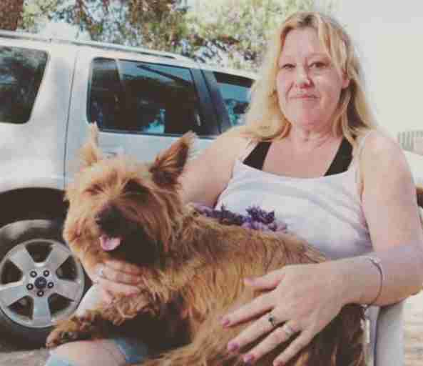 Rusty the dog with Heather in Snowtown, Australia
