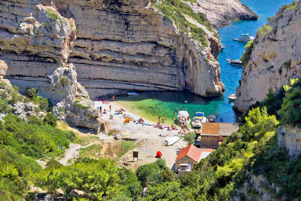 Stinva bay beach on Vis island